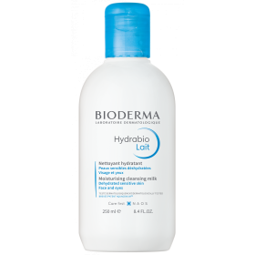 BIODERMA HYDRABIO LAIT OCZYSZCZAJĄCE MLECZKO NAWILŻAJĄCE  DO OCZYSZCZANIA SKÓRY TWARZY I DEMAKIJAŻU 250 ML